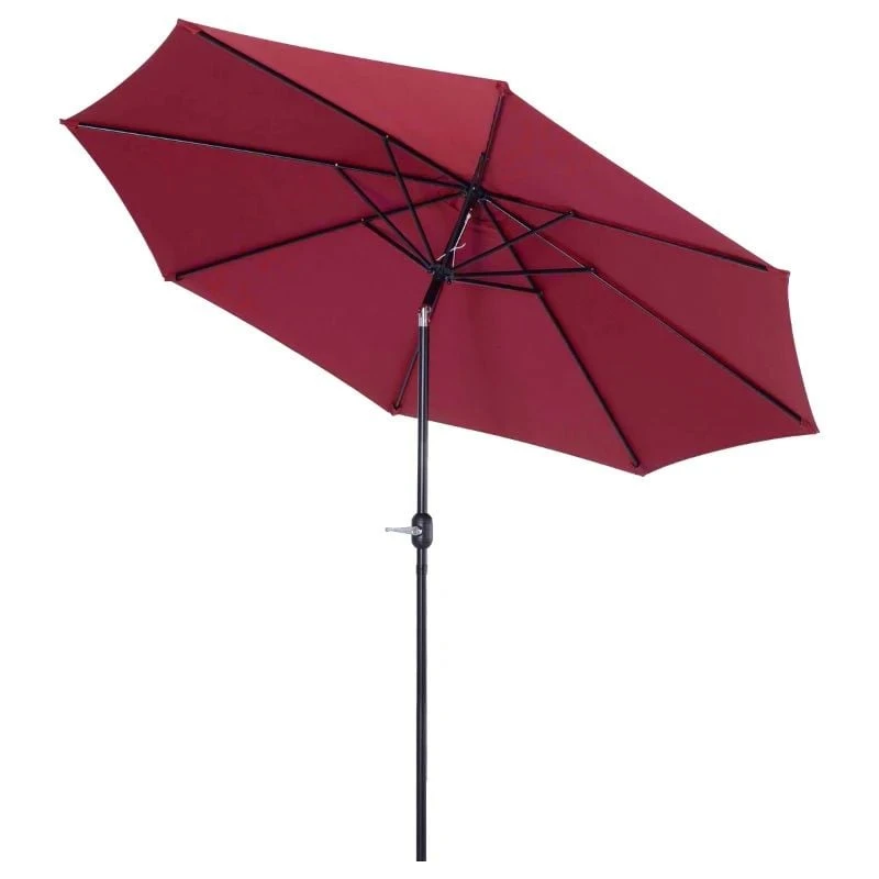 Outsunny 3m Patio Parasol With Tilt And Crank - Wine Red - 840-070WR - Image 2