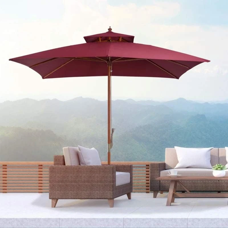 Outsunny 3m 2 Tier Umbrella Parasol - Wine Red - 840-116 - Image 9