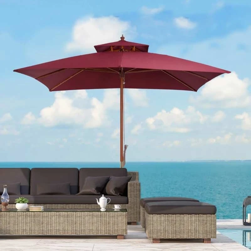 Outsunny 3m 2 Tier Umbrella Parasol - Wine Red - 840-116