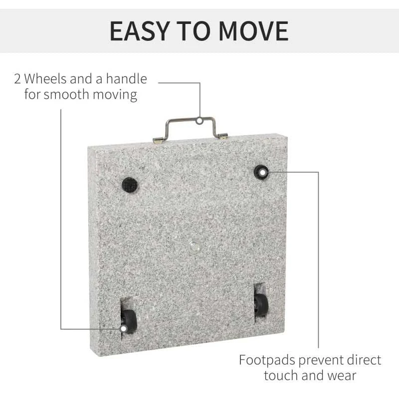 Outsunny 30kg Marble Umbrella Base - Hemp Grey - 840-117 - Image 5