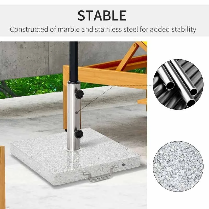 Outsunny 30kg Marble Umbrella Base - Hemp Grey - 840-117 - Image 4