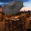 Outsunny Tilt Patio Parasol With 24 LED Light & Hand Crank - Grey - 840-125CG