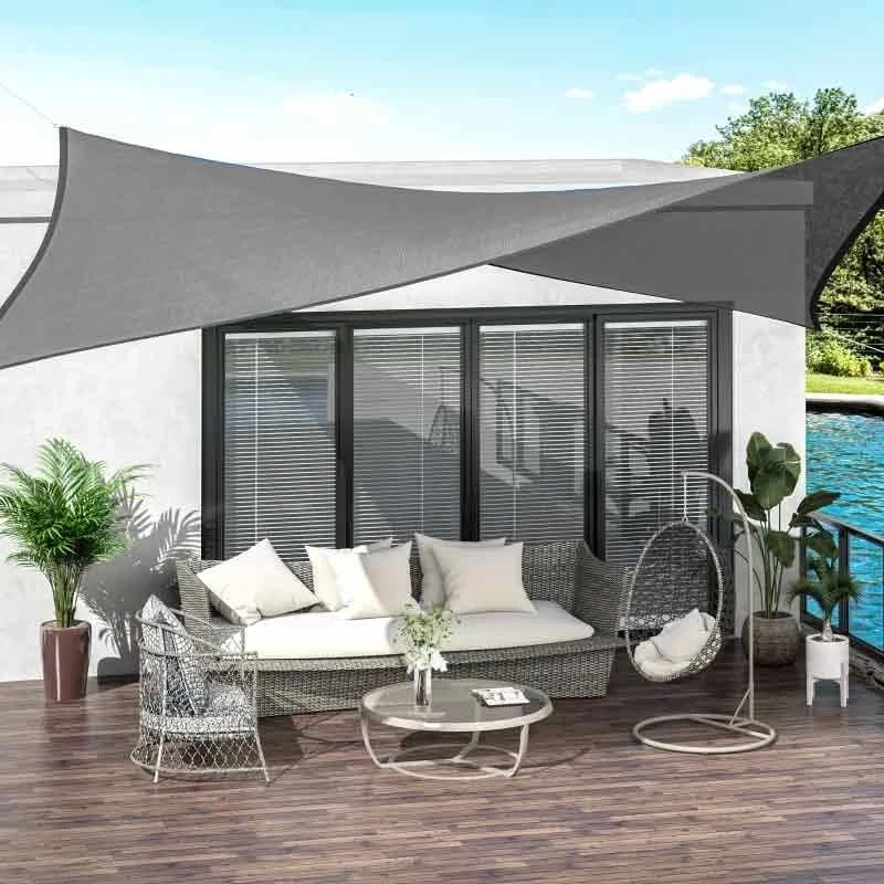 Outsunny 4 X 3m Rectangle Sun Shade Sail With Mounting Ropes UV Protection - Charcoal Grey - 840-233 - Image 10