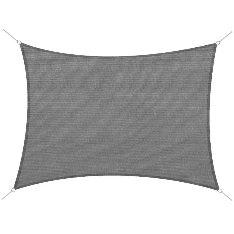 Outsunny 4 X 3m Rectangle Sun Shade Sail With Mounting Ropes UV Protection - Charcoal Grey - 840-233 - Image 2