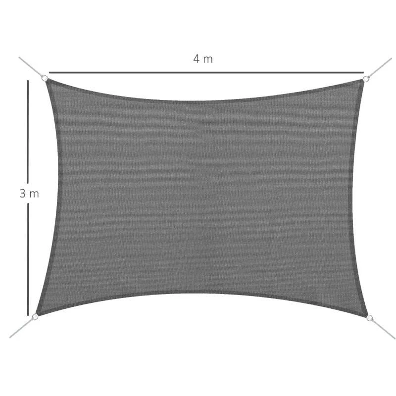 Outsunny 4 X 3m Rectangle Sun Shade Sail With Mounting Ropes UV Protection - Charcoal Grey - 840-233 - Image 9
