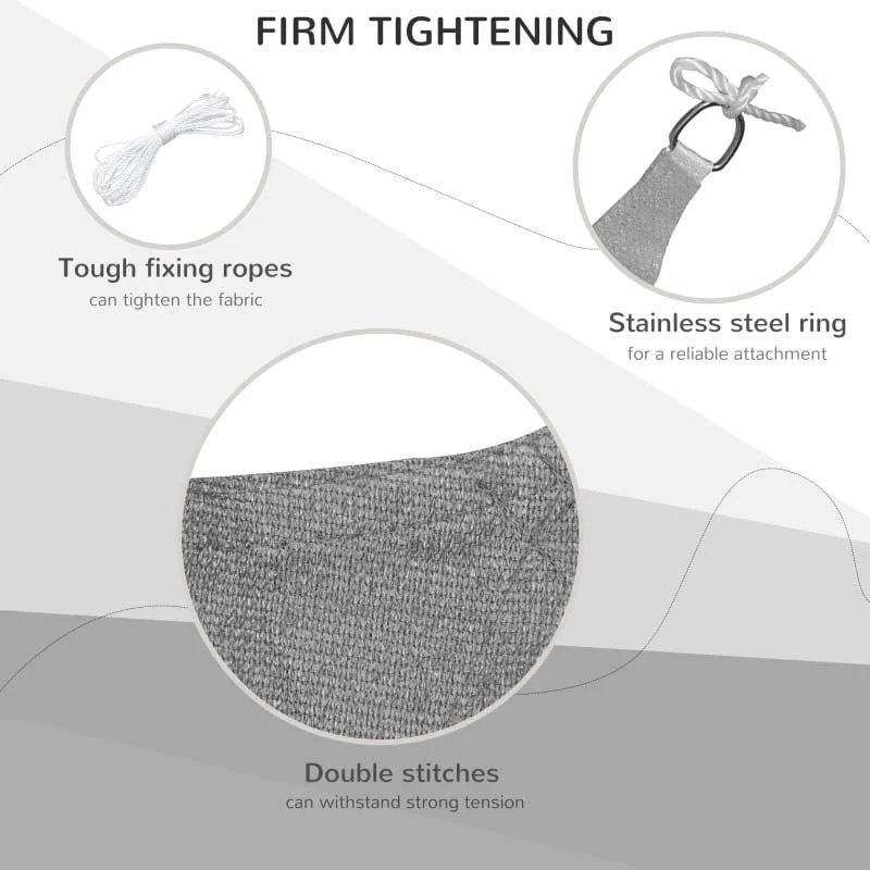 Outsunny 4 X 3m Rectangle Sun Shade Sail With Mounting Ropes UV Protection - Charcoal Grey - 840-233 - Image 7