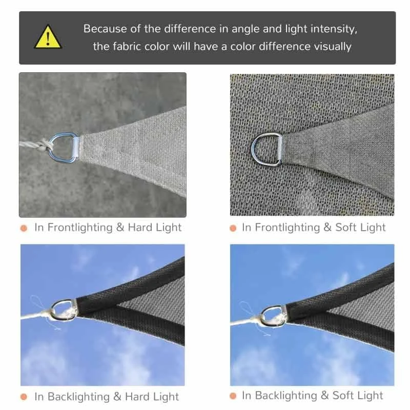 Outsunny 4 X 3m Rectangle Sun Shade Sail With Mounting Ropes UV Protection - Charcoal Grey - 840-233 - Image 6