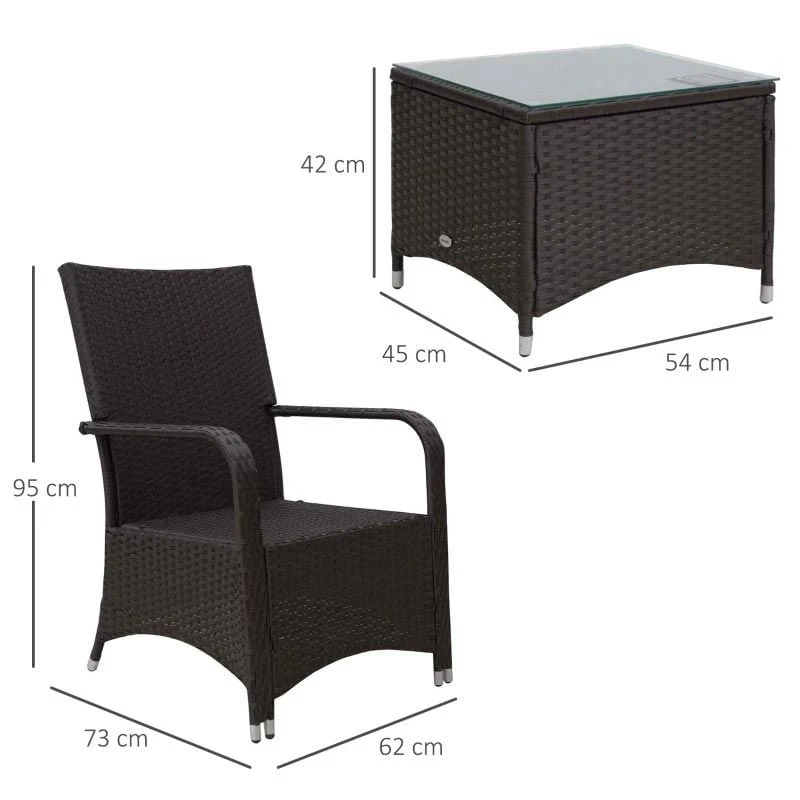 Outsunny 2-Seater Rattan Bistro Set - White - 841-143V01 - Image 10