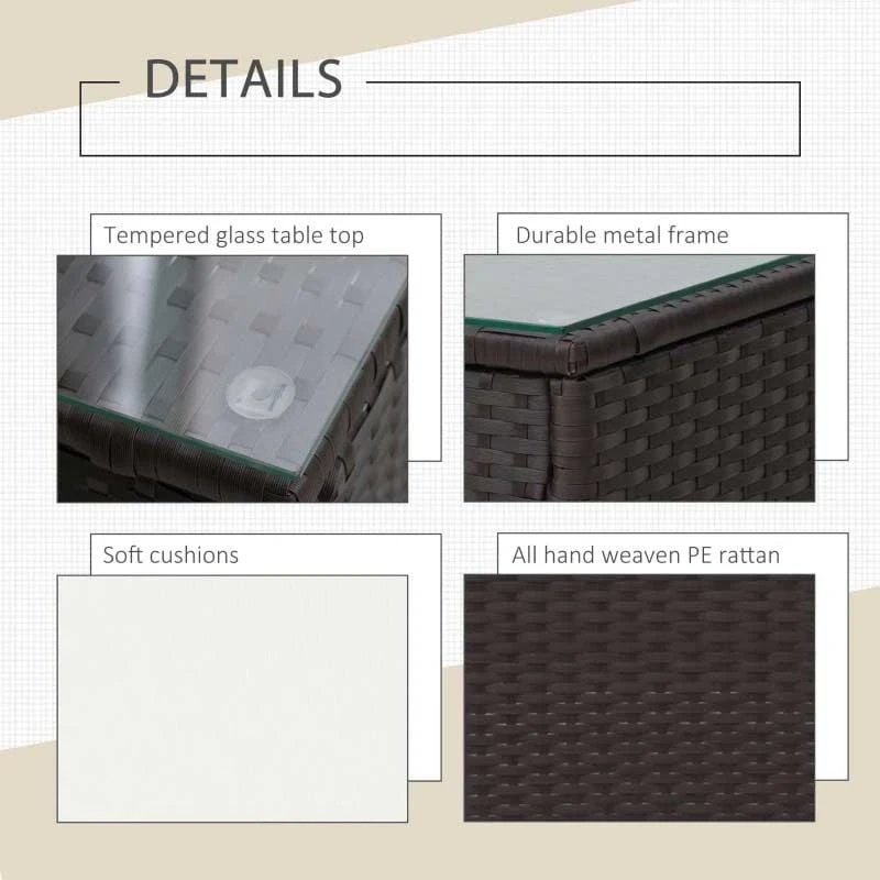 Outsunny 2-Seater Rattan Bistro Set - White - 841-143V01 - Image 8