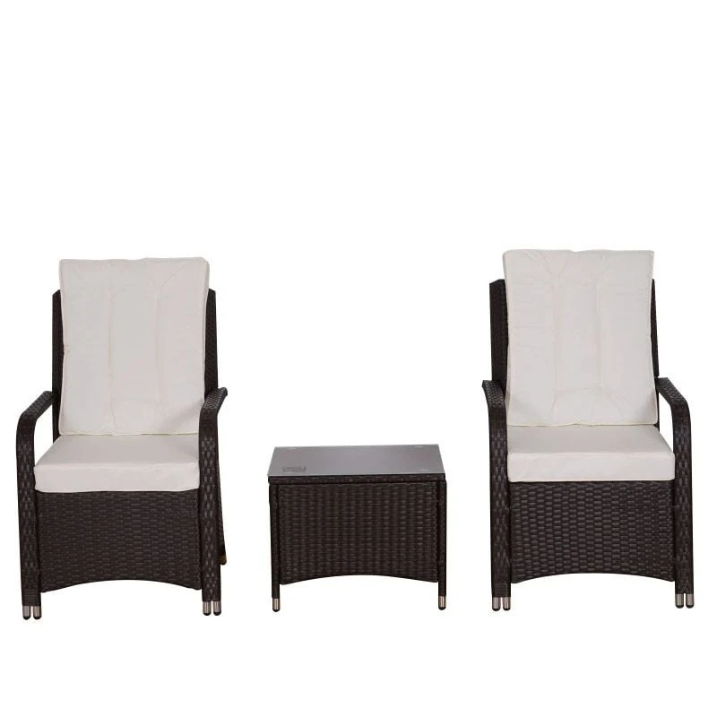Outsunny 2-Seater Rattan Bistro Set - White - 841-143V01 - Image 2