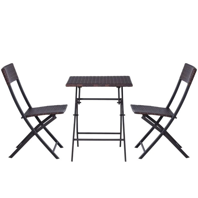 Outsunny 3 Piece Rattan Bistro Set - Brown - 841-176 - Image 2