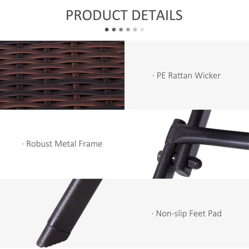 Outsunny 3 Piece Rattan Bistro Set - Brown - 841-176 - Image 10