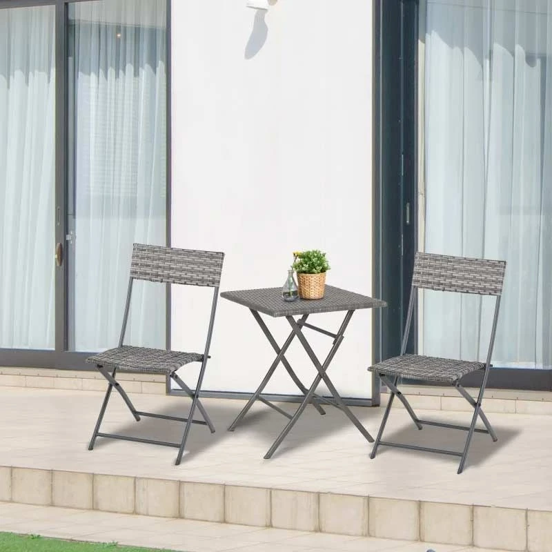 Outsunny 2-Seater Bistro Set - Grey - 841-176GY