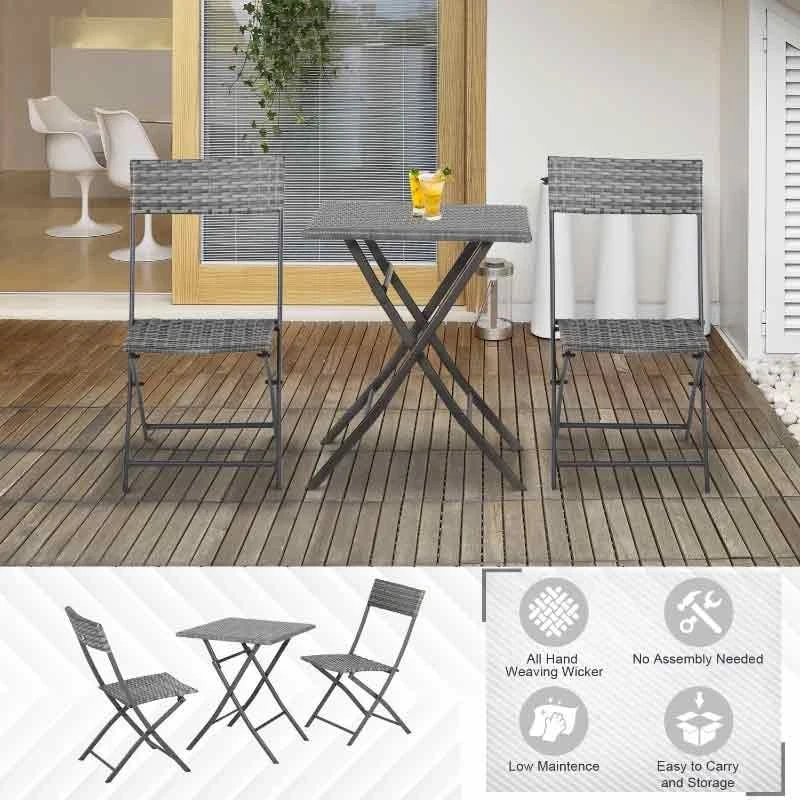 Outsunny 2-Seater Bistro Set - Grey - 841-176GY - Image 10