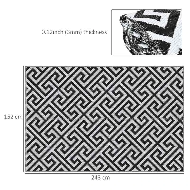 Outsunny 5 X 8ft Reversible Outdoor Rug - Black & White - 844-479V01 - Image 8