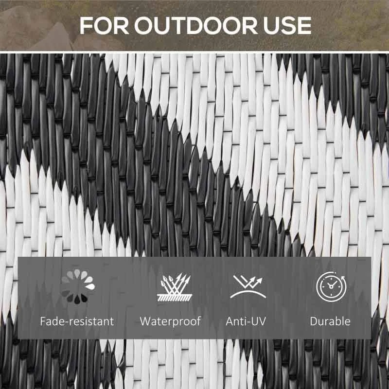 Outsunny 5 X 8ft Reversible Outdoor Rug - Black & White - 844-479V01 - Image 6