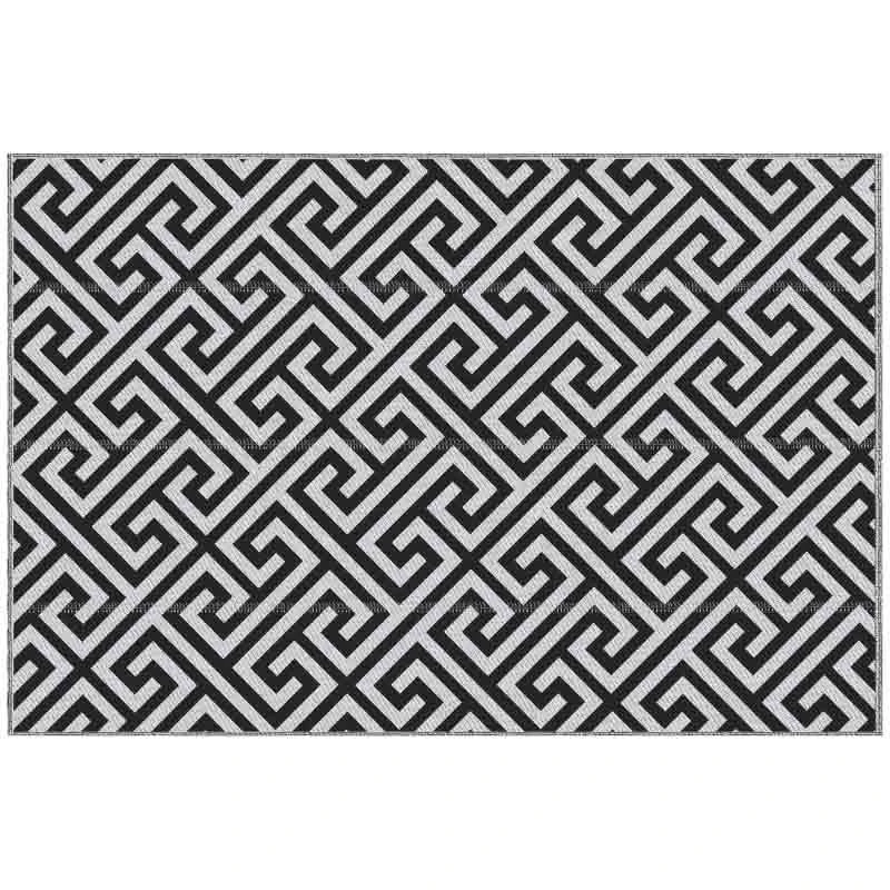 Outsunny 5 X 8ft Reversible Outdoor Rug - Black & White - 844-479V01 - Image 2