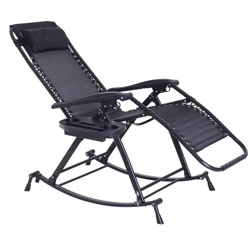 Outsunny Steel Garden Rocking Chair - Black - 84A-080BK - Image 3