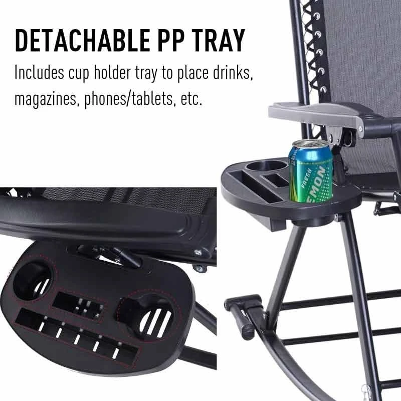 Outsunny Steel Garden Rocking Chair - Black - 84A-080BK - Image 6