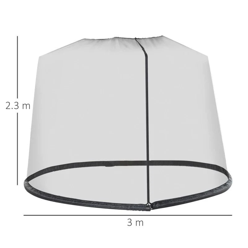 Outsunny 2.3m Umbrella/Table Mosquito Net - Black - 84B-063 - Image 9