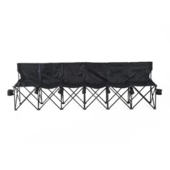 Outsunny 6 Seater Sports Folding Chair With Cup Holder & Carry Bag - Black - 84B-066BK