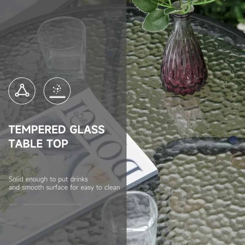 Outsunny 3 Piece Bistro Set With Folding Chairs & Adjustable Backrest - Grey - 84B-225GY - Image 7