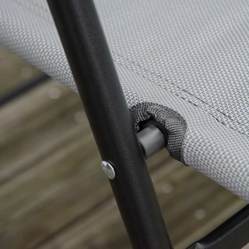 Outsunny 3 Piece Bistro Set With Folding Chairs & Adjustable Backrest - Grey - 84B-225GY - Image 4