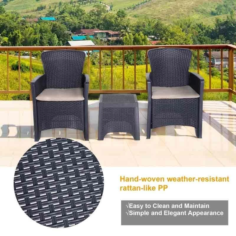 Outsunny 3 Piece Rattan Effect Garden Bistro Set - Dark Brown - 84B-322V70 - Image 5