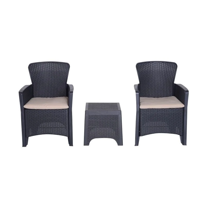 Outsunny 3 Piece Rattan Effect Garden Bistro Set - Dark Brown - 84B-322V70 - Image 2