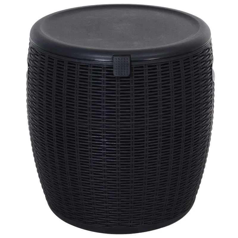 Outsunny Rattan Effect Lift-Top Ice Cooler Table - 45L - Black - 84B-364BK - Image 3