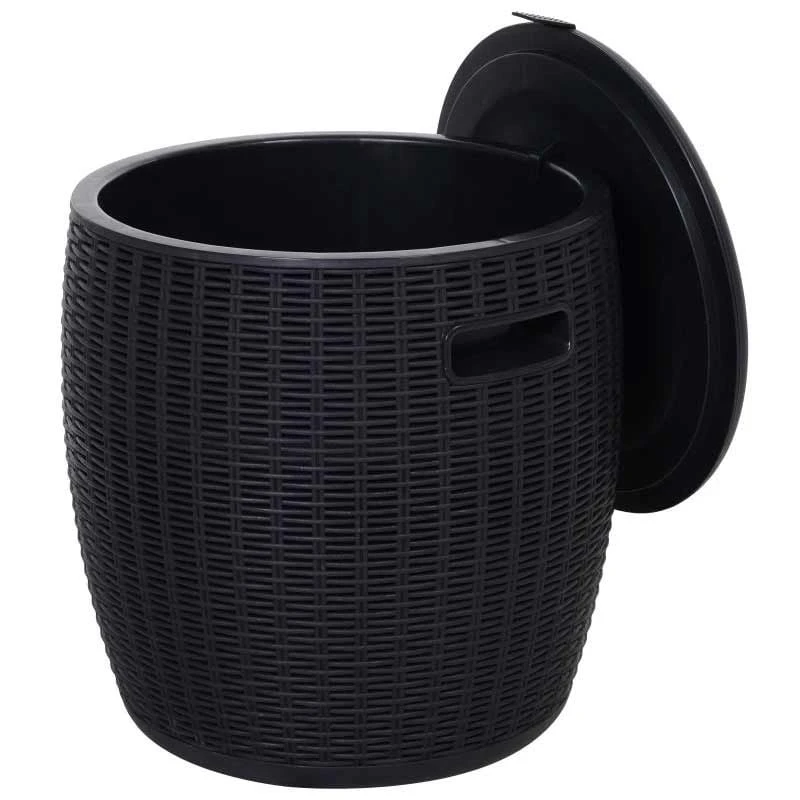 Outsunny Rattan Effect Lift-Top Ice Cooler Table - 45L - Black - 84B-364BK - Image 2