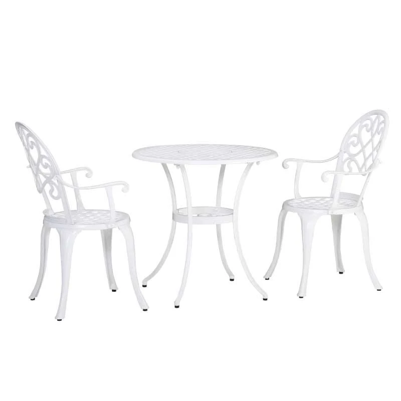 Outsunny 3 Piece Aluminium Bistro Set - White - 84B-505 - Image 3