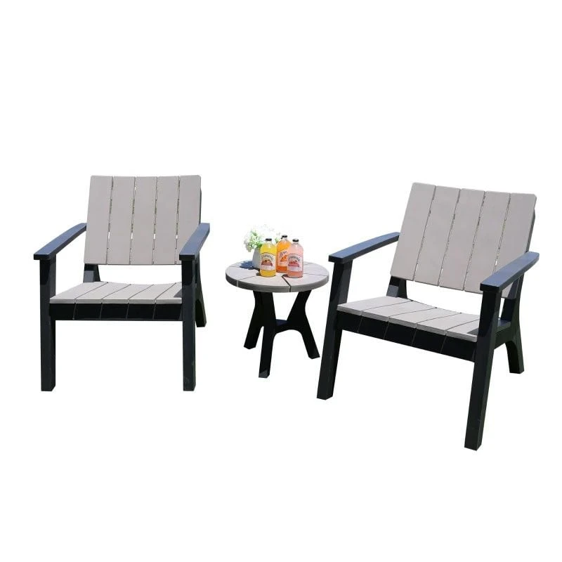 Outsunny 3 Piece Bistro Set Round Table And Chairs Outdoor Furniture - Grey - Black - 84B-558V01 - Image 6