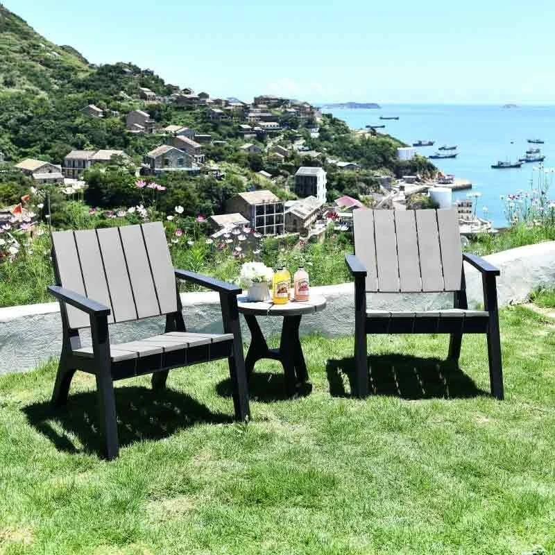 Outsunny 3 Piece Bistro Set Round Table And Chairs Outdoor Furniture - Grey - Black - 84B-558V01 - Image 10