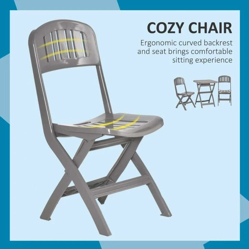 Outsunny 3 Piece Garden Bistro Set With Foldable Coffee Table & Chairs - Grey - 84B-638 - Image 7