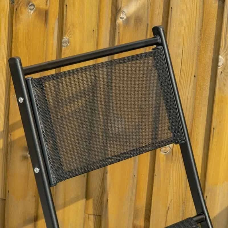 Outsunny 3 Piece Bistro Set Folding Table & Chairs - Black - 84B-692 - Image 6