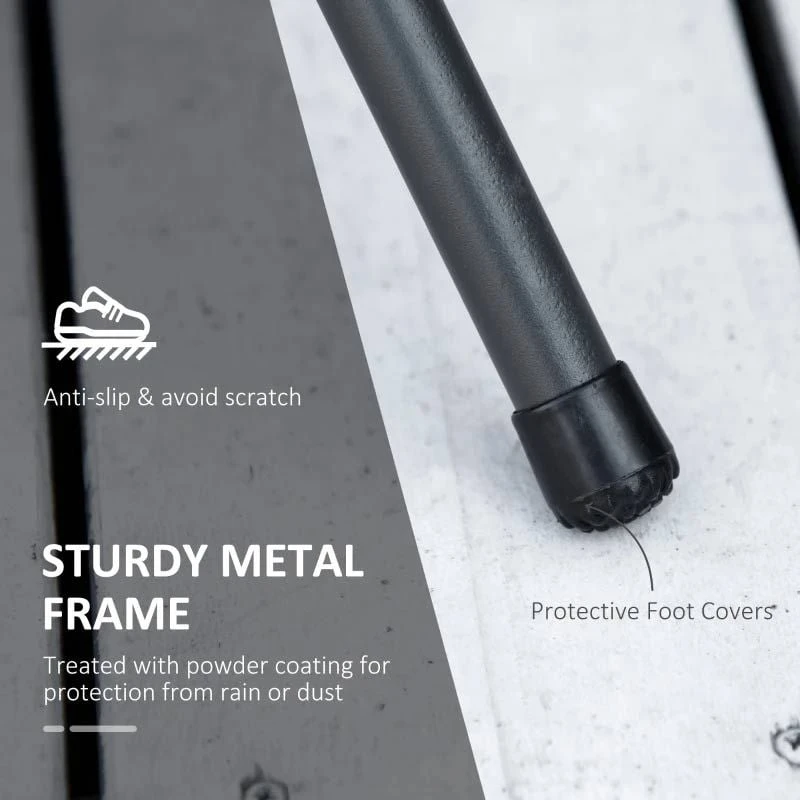 Outsunny 3 Piece Mesh Metal Bistro Set With Foldable Design - Black - 84B-707 - Image 7