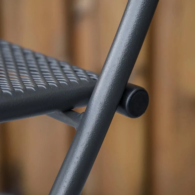 Outsunny 3 Piece Mesh Metal Bistro Set With Foldable Design - Black - 84B-707 - Image 3