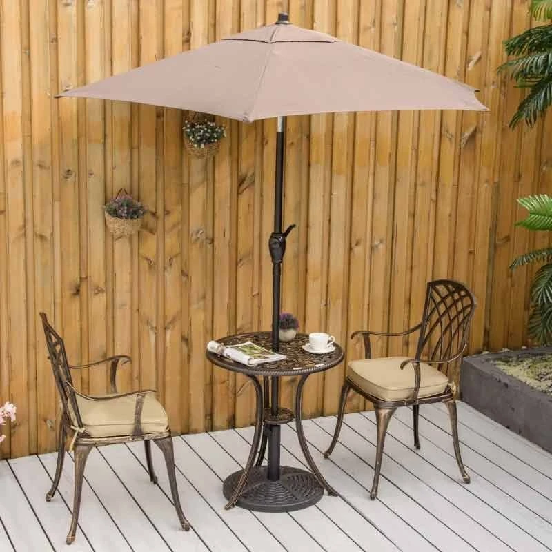 Outsunny 3 Piece Cast Aluminium Garden Bistro Set With Cushions - Bronze - 84B-784 - Image 9