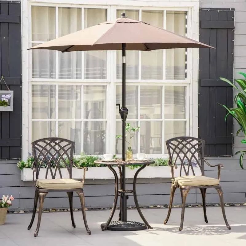Outsunny 3 Piece Cast Aluminium Garden Bistro Set With Cushions - Bronze - 84B-784