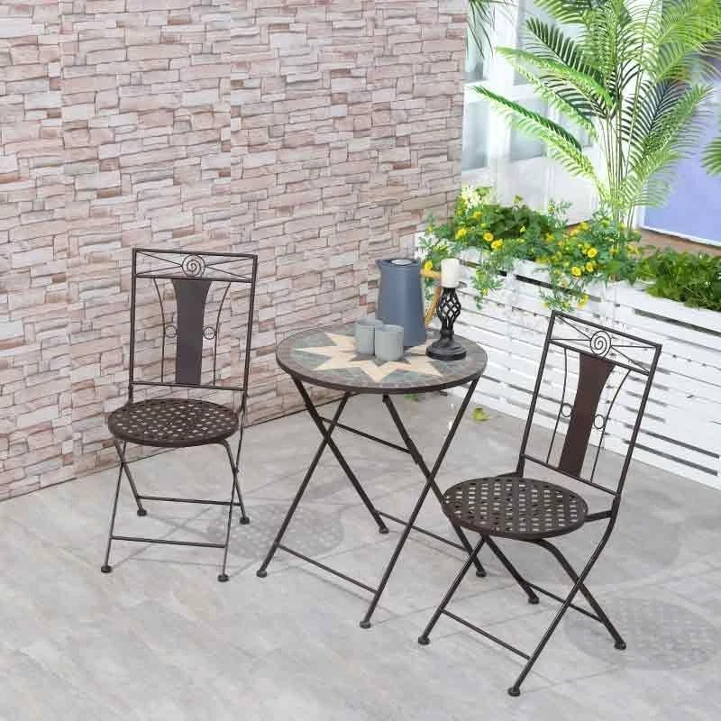 Outsunny 3 Piece Mosaic Patio Bistro Set - Coffee - 84B-872V01