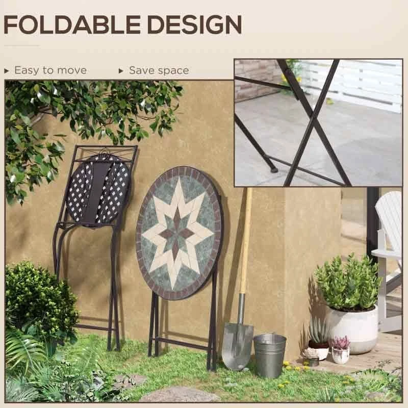 Outsunny 3 Piece Mosaic Patio Bistro Set - Coffee - 84B-872V01 - Image 8