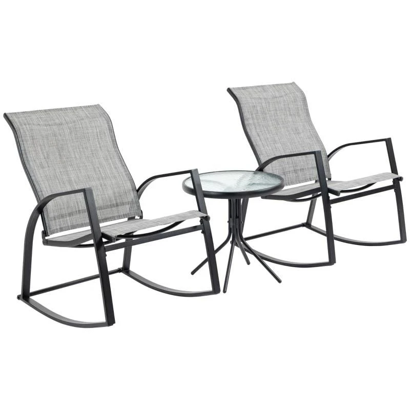 Outsunny 3 Pieces Outdoor Patio Bistro Set - Grey - 84B-898 - Image 2