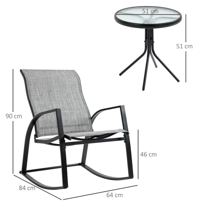 Outsunny 3 Pieces Outdoor Patio Bistro Set - Grey - 84B-898 - Image 10