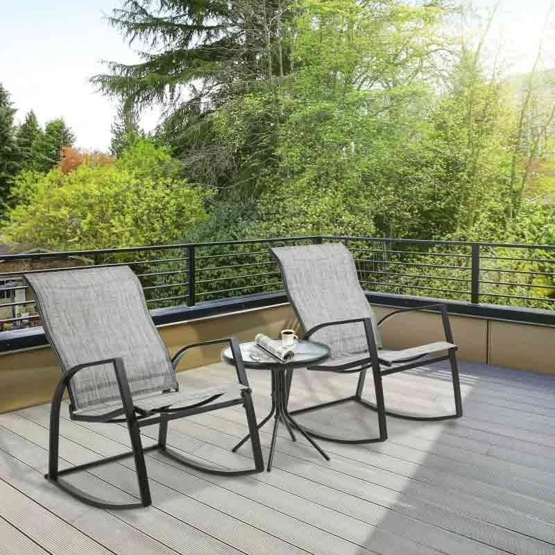 Outsunny 3 Pieces Outdoor Patio Bistro Set - Grey - 84B-898 - Image 3