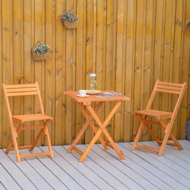 Outsunny 3 Piece Wood Patio Bistro Set -Teak - 84B-900