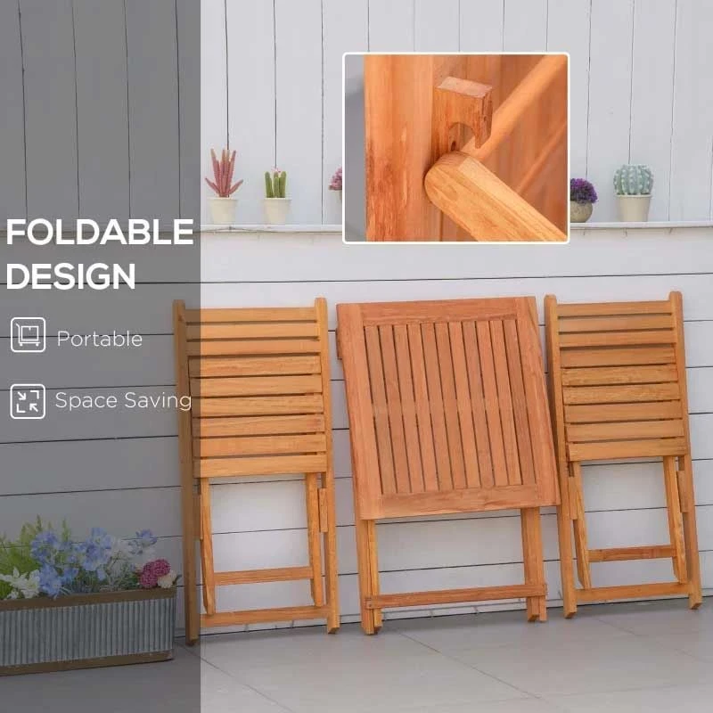 Outsunny 3 Piece Wood Patio Bistro Set -Teak - 84B-900 - Image 8