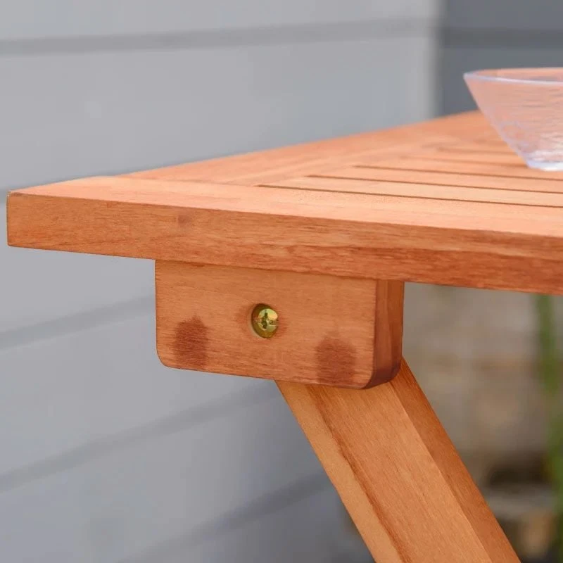 Outsunny 3 Piece Wood Patio Bistro Set -Teak - 84B-900 - Image 4