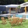 Outsunny 7 Piece Wooden Outdoor Patio Furniture Table & Armchairs Set - Teak- 84B-938