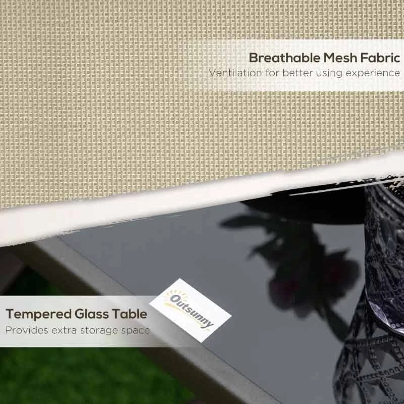 Outsunny Bistro Set Tempered Glass Tabletop - Khaki - 84B-964KK - Image 8